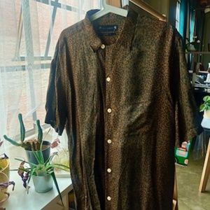 All Saints Leopard Print Relaxed Fit Button Down